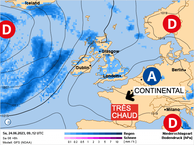 Carte de prévisions d'europe du Samedi 24 juin 2023