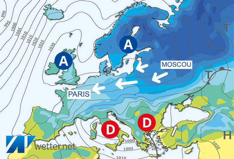 Carte de prévisions d'europe du Dimanche 7 janvier 2024